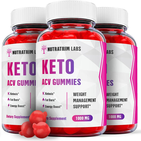 (3 Pack) Nutratrim Labs Keto ACV Gummies - Apple Cider Vinegar Supplement for Weight Loss - Energy & Focus Boosting Dietary Supplements for Weight Management & Metabolism - Fat Burn - 180 Gummies