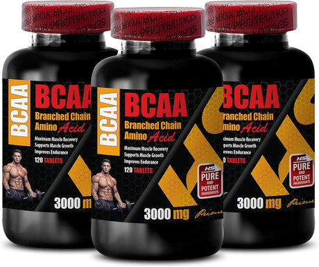 Muscle Builder Supplements for Men - BRANCHED Chain Amino Acid - BCAA 3000Mg - Bcaa Muscle and Strength - 3 Bottles 360 Tablets