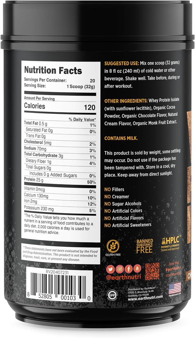 Whey Isolate Protein Powder for Workout and Muscle Growth Support, Non-Gmo and Gluten-Free Whey Protein Isolate Chocolate, Makes 20 Protein Drinks