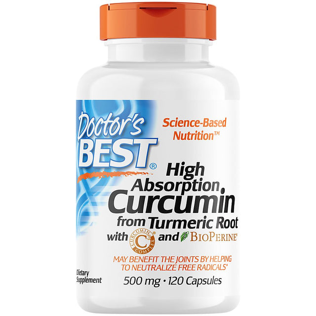 Doctor'S Best Curcumin from Turmeric Root, Non-Gmo, Gluten Free, Soy Free, Joint Support, 500Mg Caps with C3 Complex & Bioperine, 120 Veggie Caps