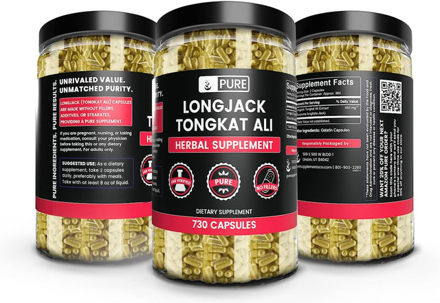 Pure Original Ingredients Longjack (Tongkat Ali) (730 Capsules) No Magnesium or Rice Fillers, Always Pure, Lab Verified