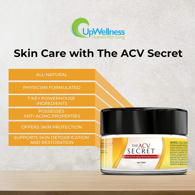 Upwellness: the ACV Secret Moisturizer - Skin Care with Apple Cider Vinegar - 30 Ml - 7 Natural Anti-Aging Ingredients - Supports Skin Detoxification and Restoration - Physician Formulated