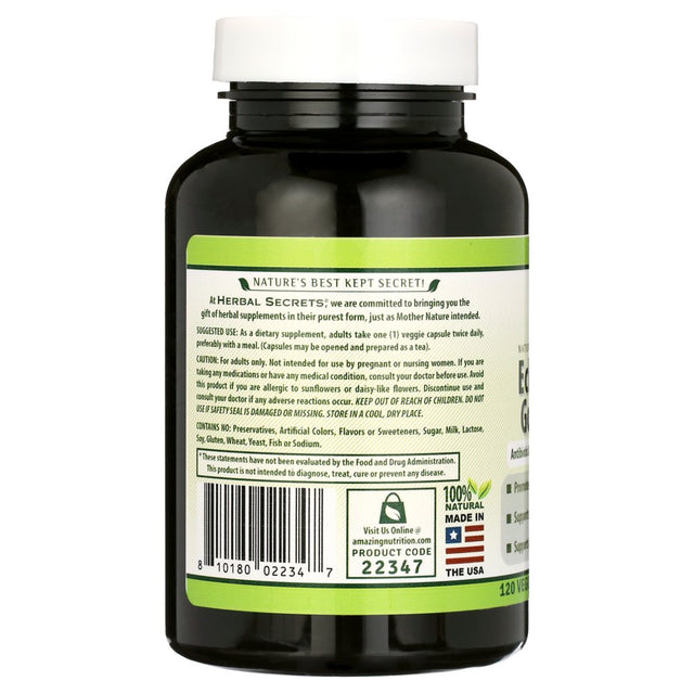 Herbal Secrets Echinacea & Goldenseal Root 450 Mg 120 Capsules (Non-Gmo) -Supports Immune and Respiratory Response* Supports Mucous Membranes, Immune Functions during Times of Seasonal*