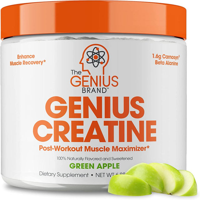 Creatine Lean Muscle Gain Powder Supplement - Post Workout Recovery Support with Beta Alanine, Green Apple, Genius Creatine by the Genius Brand