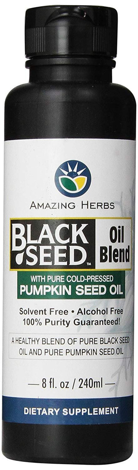 Amazing Herbs Black Seed W/ Pure Cold Pressed & Pumpkin Seed Oil Blend, 8Oz