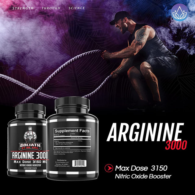 Dr. Emil - L Arginine (3150Mg) Highest Capsule Dose - Nitric Oxide Supplement for Vascularity, Endurance and Heart Health (AAKG and HCL) - 90 Tablets