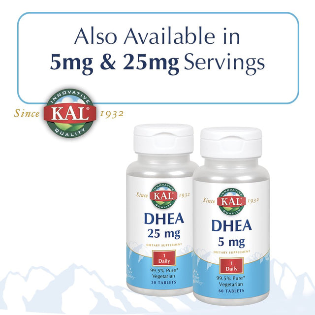 KAL DHEA 5 Mg | 99.5% Pure & Micronized | Healthy Balance & Aging Support Formula for Men & Women | Lab Verified & Vegetarian | 60 Tablets