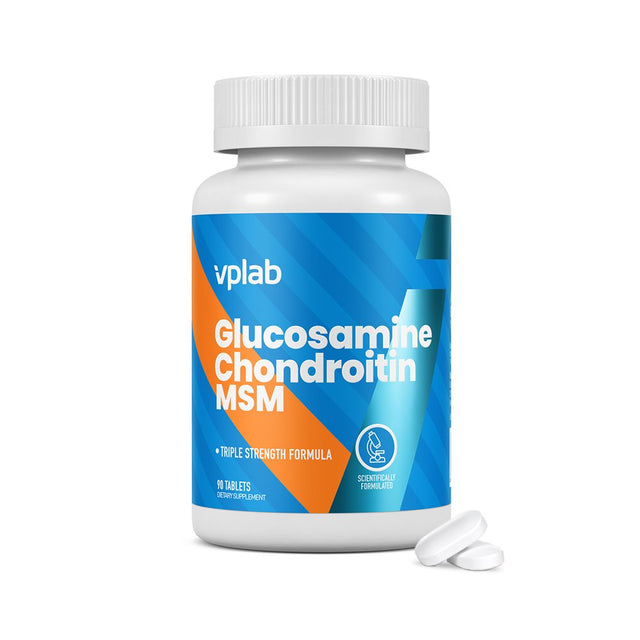 Vplab Glucosamine Chondroitin MSM Complex - Triple Strength Formula Supplement for Joint Support & Mobility - Glucosamine Sulphate 2Kcl, Chondroitin Sulphate Sodium & Methylsulfonylmethane, 90