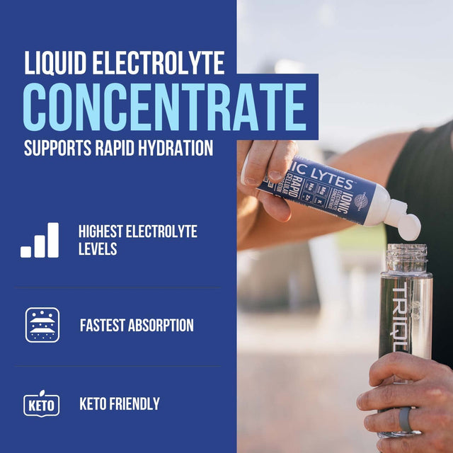 Ionic Lytes Electrolyte Concentrate (96 Servings) | Sugar Free, Keto Electrolyte Drops, Perfectly Purified Ionic Electrolytes for Rapid Hydration | 30% More Potassium, Magnesium & Zinc (8 Oz)