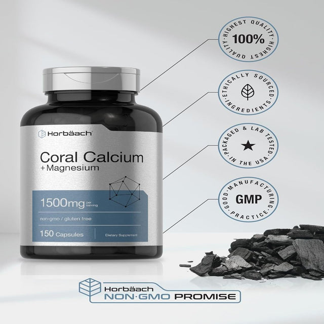 Coral Calcium 1500Mg | 200 Capsules | plus Magnesium | by Horbaach