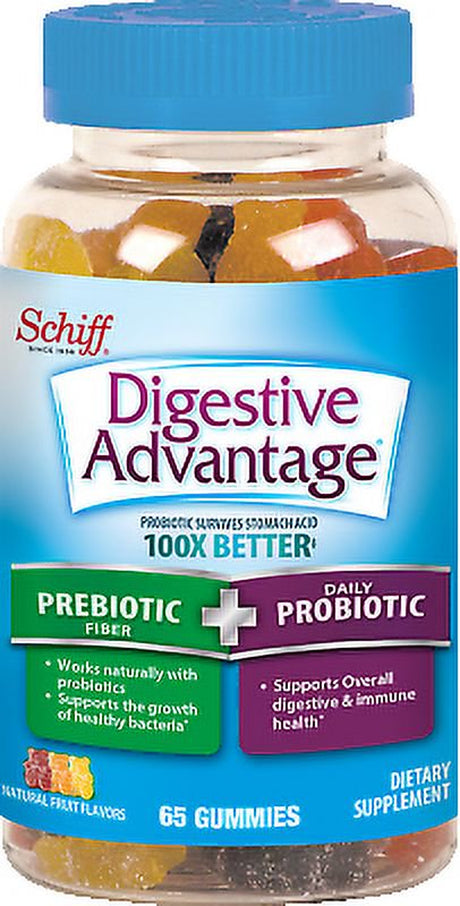 Digestive Advantage Probiotic Gummies plus Fiber, 65 Count (Pack of 4)