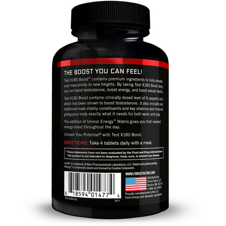 Force Factor Test X180 Boost, Testosterone Booster for Men, Testosteron Pills - 120 Tablets