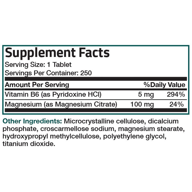 Bronson Magnesium Citrate with Vitamin B-6, 250 Tablets