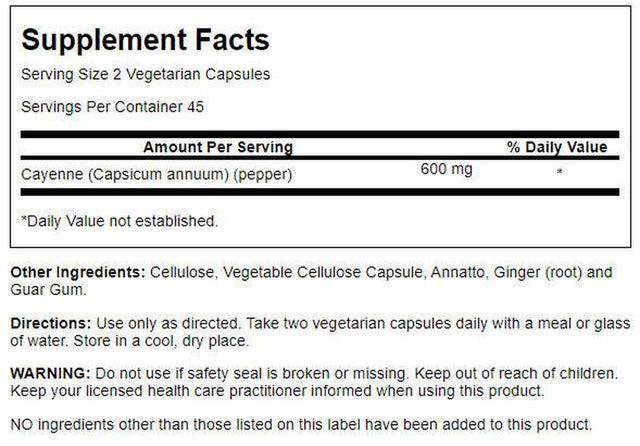 Solaray Cool Cool Cayenne 40,000 HU | Healthy Digestion, Circulation, Metabolism & Cardiovascular Support | 90 Vegcaps