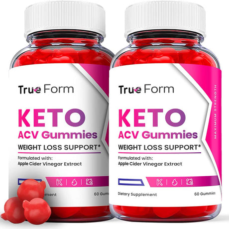 (2 Pack) True Form Keto ACV Gummies - Energy & Focus Boosting Dietary Supplements for Weight Management & Metabolism - Fat Burn - 120 Gummies