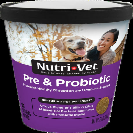 Nutri-Vet Pre and Probiotic Soft Chews for Dogs - 120 Soft Chews