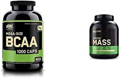 OPTIMUM NUTRITION Instantized BCAA Capsules, Keto Friendly Branched Chain Essential Amino Acids with Serious Mass Weight Gainer Protein Powder for Immune Support, Vanilla