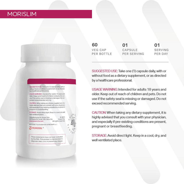 Anew Vita Morislim with Morosil: Antioxidant & Nutrition Supplement for Men & Women | Healthy Weight Management & Vitality | Moro Red Orange | Non-Gmo, Gluten Free, 60 Vegetable Capsules | USA