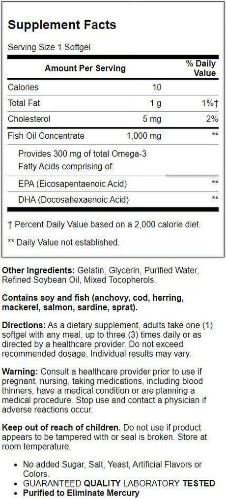 21St Century Omega-3 Fish Oil Softgels, 1000 Mg, 90 Count