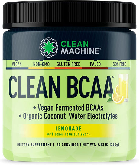 Clean BCAA - 2:1:1 Food Sourced Bcaas Powder & Coconut Water Electrolytes Recovery & Amino Energy Supplement - Award Winning Vegan Amino Acid Supplement - 30 Servings (30, Lemonade)