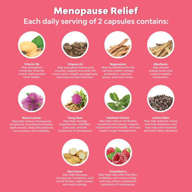 Complete Herbal Menopause Supplement for Women - Multibenefit Menopause Relief Hormone Balance for Women for Night Sweats Mood and More with Dong Quai Vitex Chaste Berry and Black Cohosh