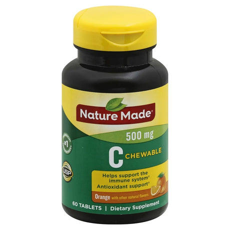 Nature Made Chewable Vitamin C 500 Mg, Dietary Supplement for Immune Support, 60 Tablets, 60 Day Supply