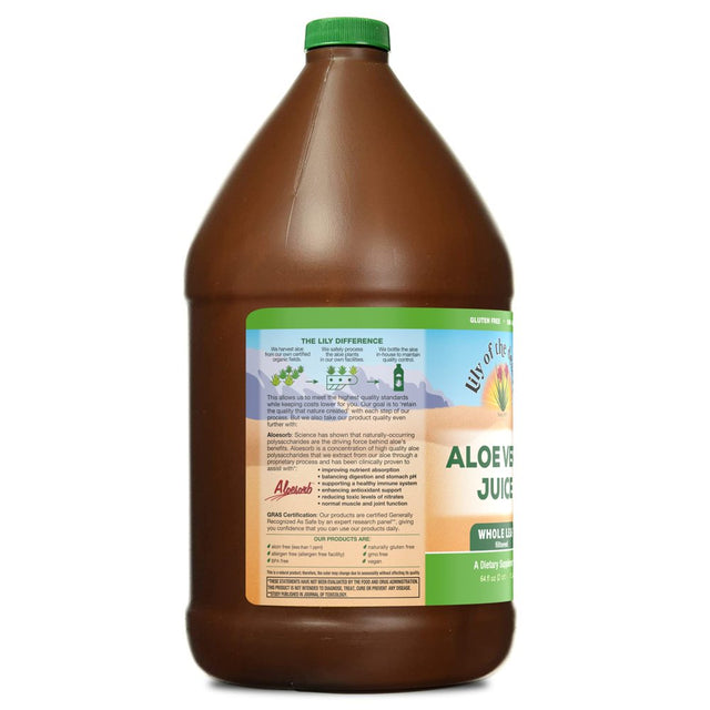 Lily of the Desert Aloe Vera Juice, Certified Organically Grown Whole Leaf, Dietary & Immune Support Drink, Liquid Digestive Aid for Gut Health, Antioxidant Beverage, Fits in Mini Fridge, 64 Fl Oz