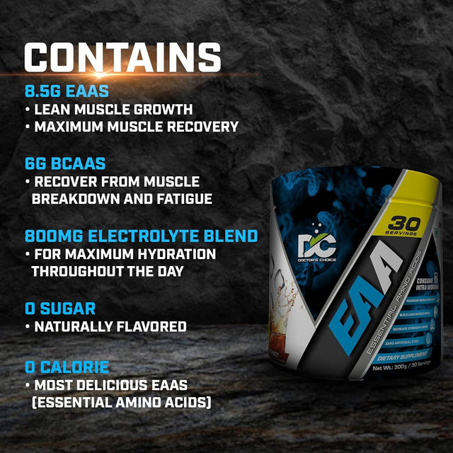 Doctor'S Choice EAA (Essential Amino Acids) BCAA for Intra-Workout/Post Workout 300Grams (Cola- 30 Servings)