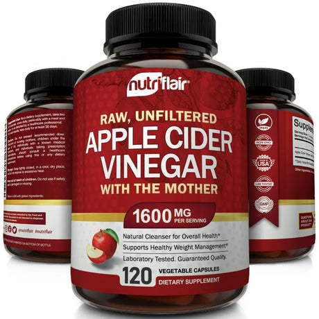 Nutriflair Apple Cider Vinegar Capsules with the Mother, 120 Capsules