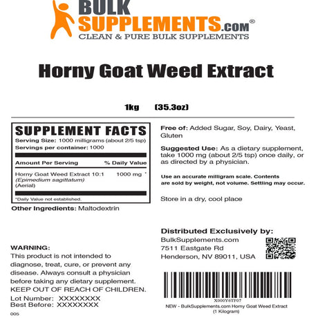 Bulksupplements.Com Horny Goat Weed Powder - Womens Libido Booster - Horny Goat Weed Extract - Horny Goat Weed for Men (5 Kilograms - 11 Lbs)