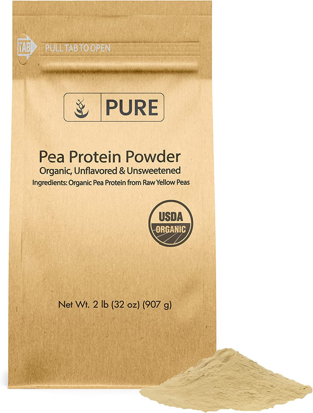 PURE ORIGINAL INGREDIENTS Pea Protein Powder (2 Lb) Organic, High in Iron, Unflavored, Eco-Friendly Packaging, Gluten-Free