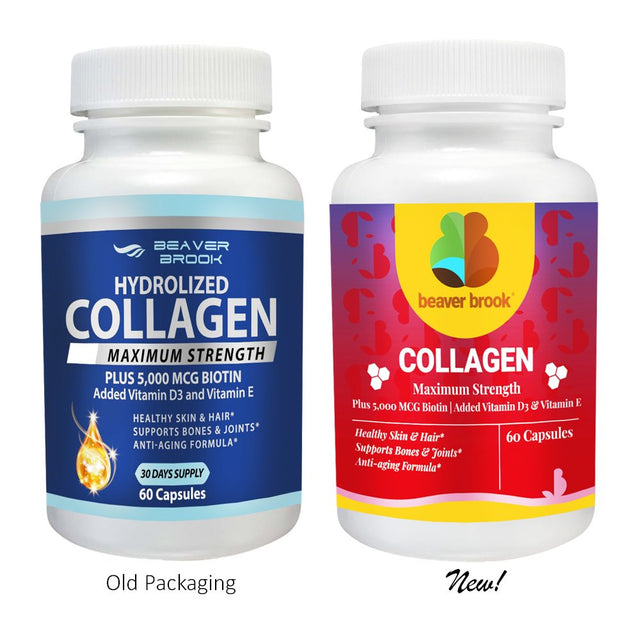 Beaver Brook Collagen Anti-Aging Formula Capsules Collagen 900Mg + 5,000 Mcg Biotin; Non-Gmo and Gluten-Free - 2 Pack