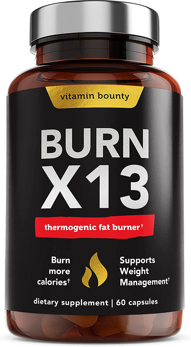 Vitamin Bounty Burn X13 - Thermogenic Fat Burner, Fat Burner for Men, Fat Burners for Women, Thermogenic Warming, Support Muscle Growth, Pumps, Vascularity, and Energy Levels - 60 Capsules