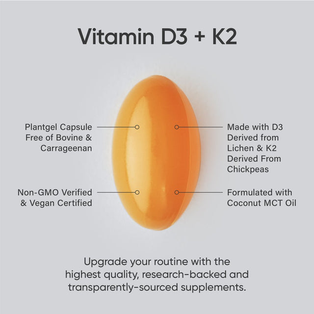 Sports Research Vitamin D3 + K2, Plant Based, 60 Veggie Softgels