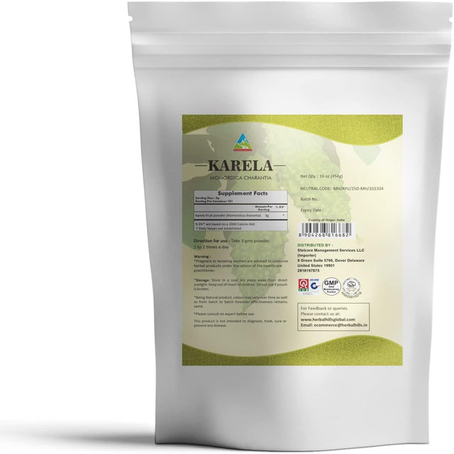 Herbal Hills Bitter Melon Powder Karela 16Oz - 454Gm, Blood Sugar Control