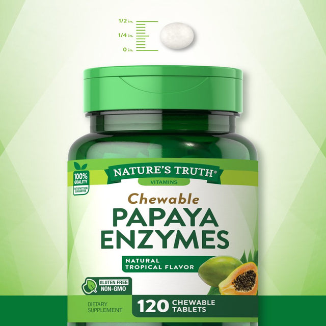 Papaya Enzyme Chewables | 120 Tablets | Digestive Aid | Vegetarian, Non-Gmo & Gluten Free Supplement | by Nature'S Truth