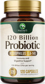 Probiotics for Digestive Health - 120 Billion CFU Guaranteed with Diverse Strains for Women'S Vaginal & Urinary Health & Daily Immune Support, Nature'S Acidophilus Probiotic Supplement - 120 Capsules