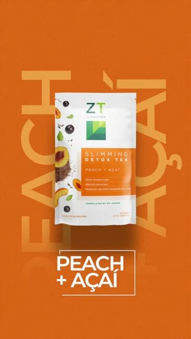 Dr. Zisman ZT Slimming - Peach and Acai Skinny Boost and Detox Tea Blend with Ashwagandha, Rooibos and Acai - 28 Day Accelerate Metabolism Naturally Hormone Balance (28 Tea Bags)