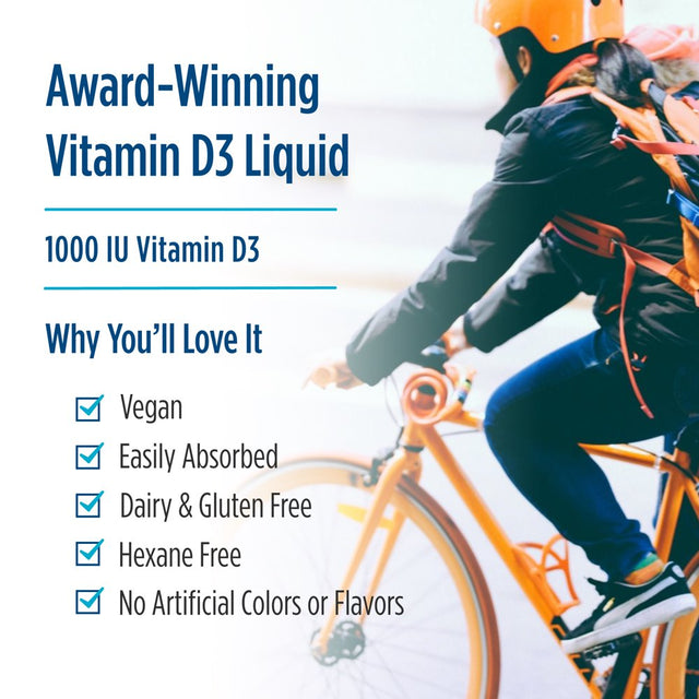 Nordic Naturals Plant-Based Vitamin D3 Liquid, 1000 IU, Vegan Non-Gmo 30 Ml