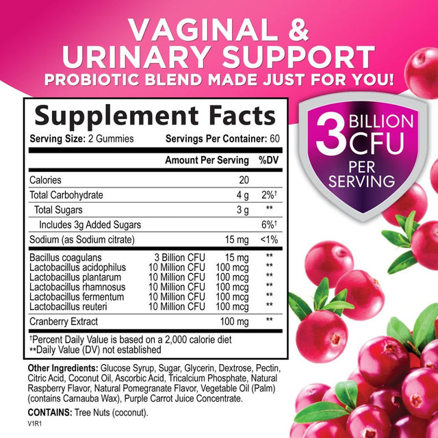 Hello Lovely! Probiotics for Women - Multi Strain Womens Probiotic Gummy W/Cranberry for Vaginal, Digestive, Ph & Immune Health Support, 3 Billion CFU Prebiotic & Probiotic Supplement - 120 Gummies