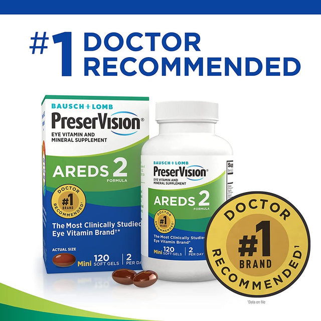 Preservision AREDS 2 Eye Vitamin & Mineral Supplement, Contains Lutein, Vitamin C, Zeaxanthin, Zinc & Vitamin E, 120 Softgels (Packaging May Vary)