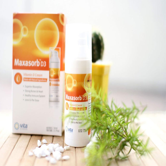 Maxasorb Vitamin D3 Cream for Healthy Skin Care 1000 IU D3 Lotion