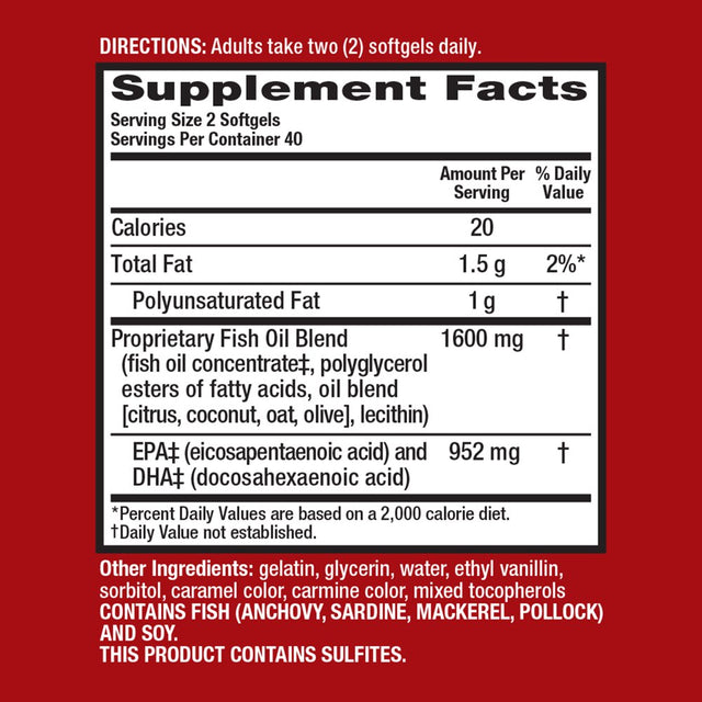 Megared Advanced 800Mg 6X Absorption Softgels (80 Count in a Box), Omega-3 Fish Oil Supplement