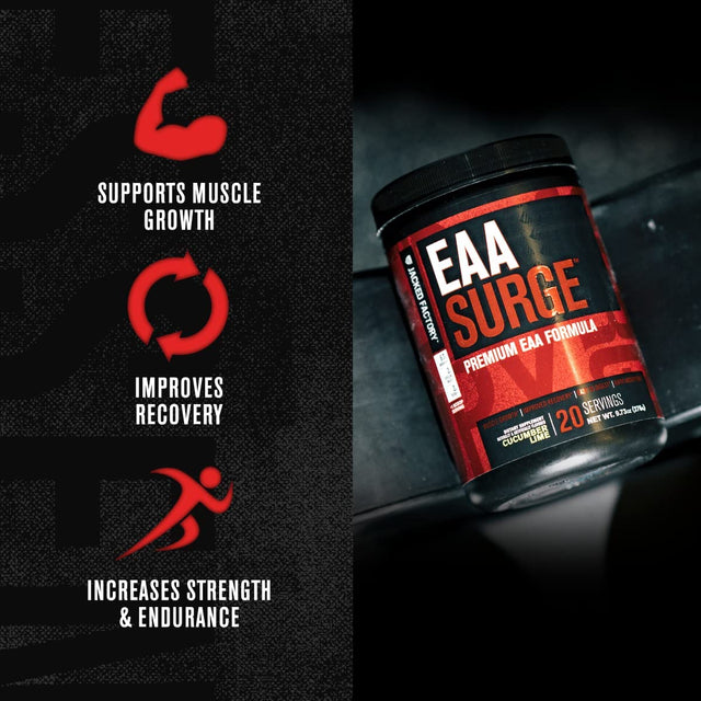 Jacked Factory Nitrosurge Pre Workout, EAA Surge Essential Amino Acids, Growth Surge Post Workout Muscle Builder Bundle