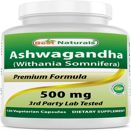 Best Naturals Ashwagandha 500 Mg 120 Vegetarian Capsules | Relaxing Stress and Mood | (Total 120 Capsules)