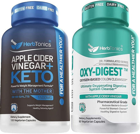 Herbtonics Apple Cider Vinegar plus Keto Bhb Salts with Oxydigest Bundle