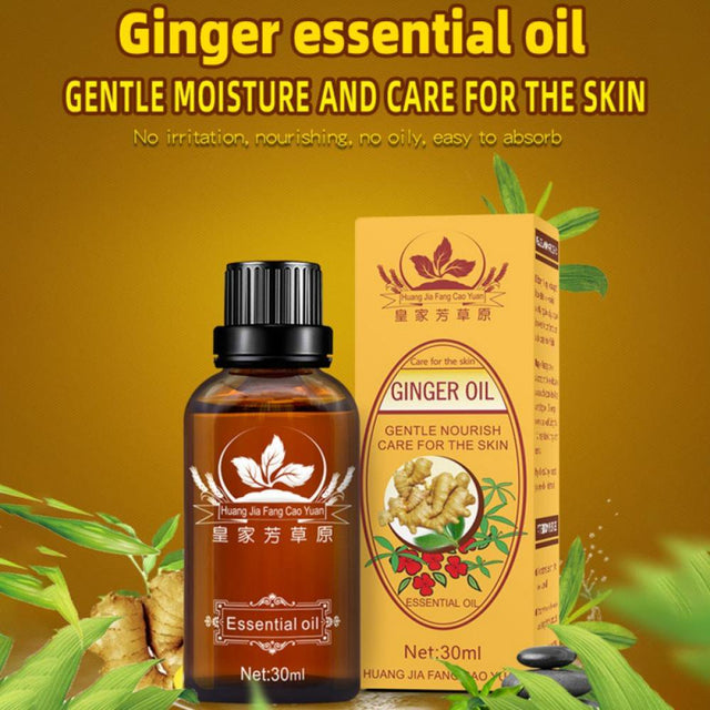 6/10PCS Belly Drainage Ginger Oil, Slimming Tummy Ginger Oil Ginger Oil Lymphatic Drainage Massage, Body Massage Organic Ginger Essential Oil, for Swelling and Pain Relief