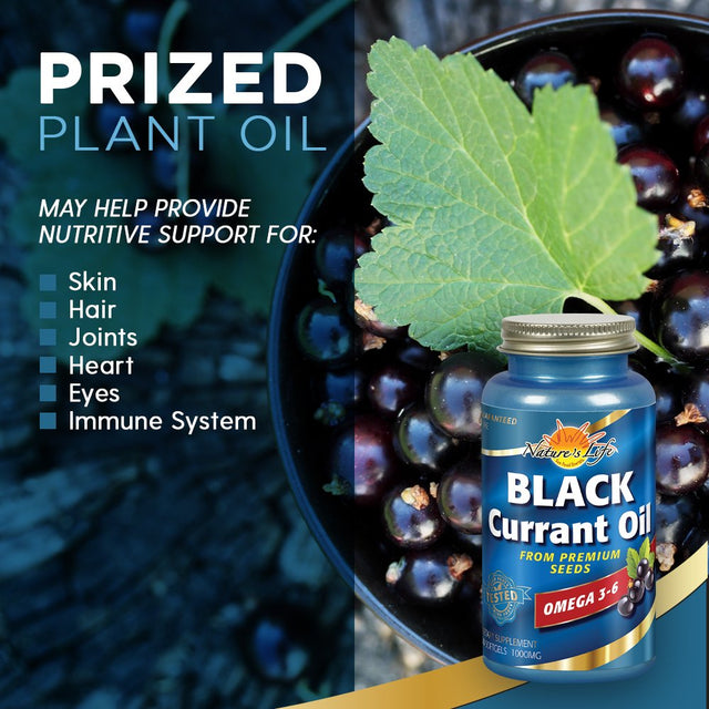 Natures Life Black Currant Seed Oil 1000 Mg | with Omega-3 ALA, Omega-6 GLA and Stearidonic Fatty Acids, 30Ct