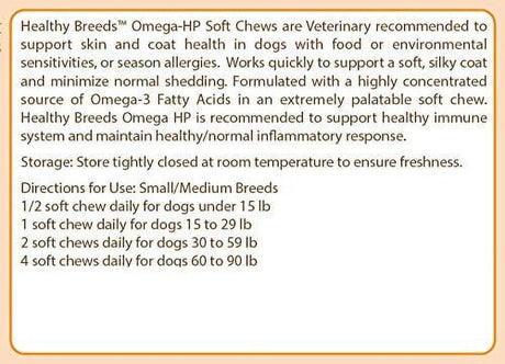 Healthy Breeds Pembroke Welsh Corgi Omega HP Fatty Acid Skin and Coat Support Soft Chews