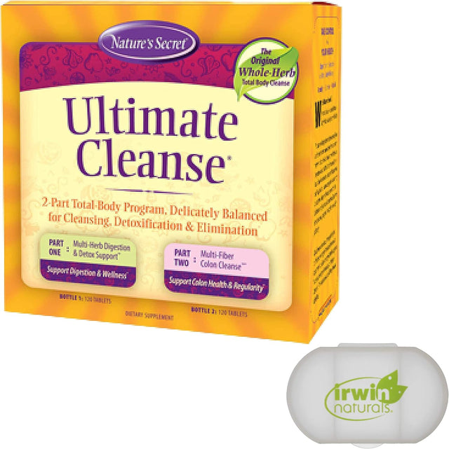 Nature'S Secret 7 Day Ultimate Cleanse - 2 Part Total Body Cleanse Promotes Healthy Digestion & Elimination with Multi-Herb Detox Blend & Multi-Fiber Colon Cleanse, 240 Tablets, with a Pill Case